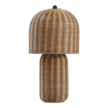 Minna 22.5" Modern Coastal Woven Rattan Arched LED Table Lamp